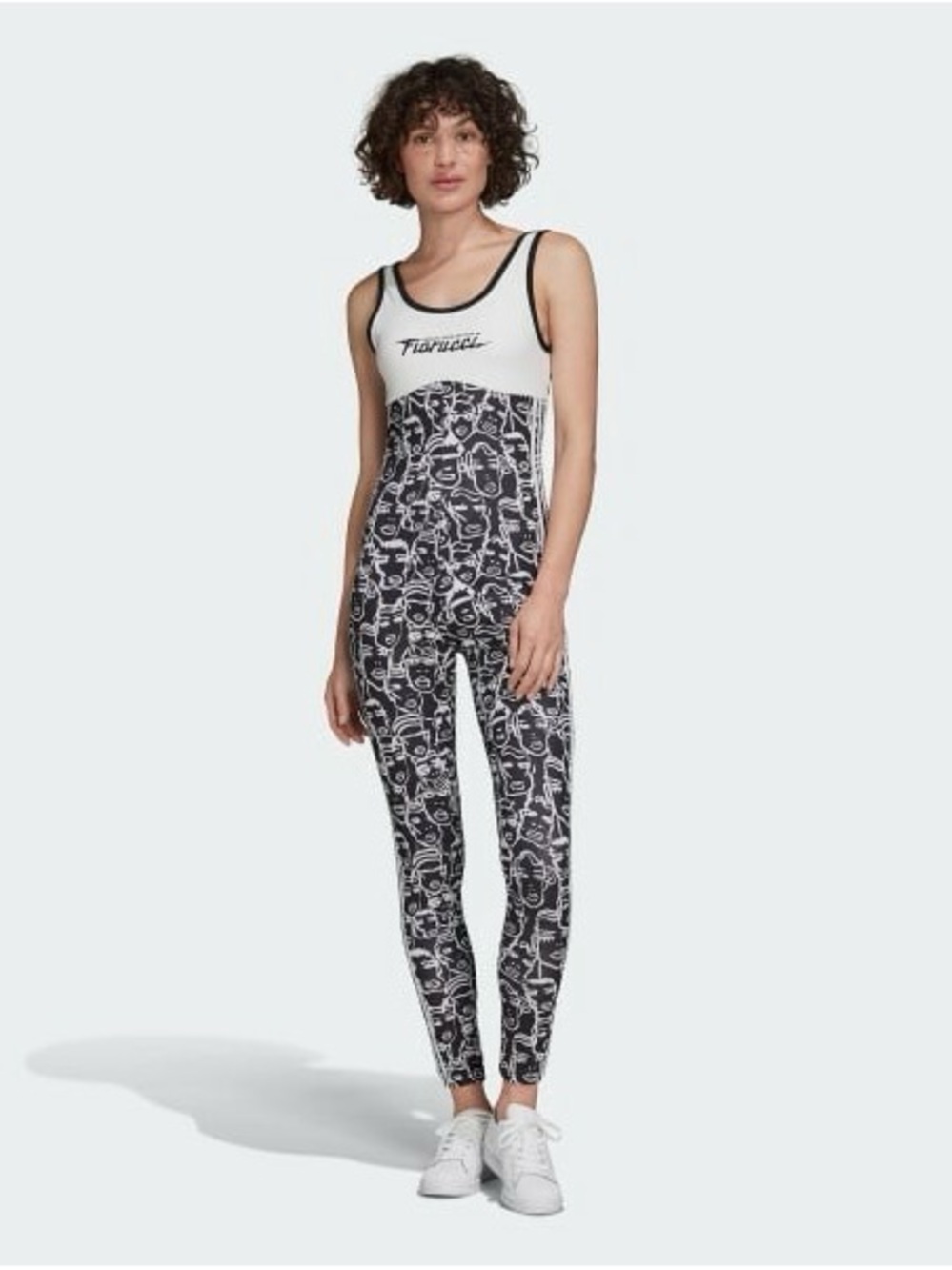 adidas Black & White Graphic Sleeveless Jumpsuit